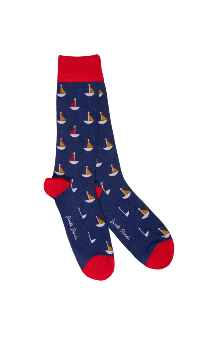 Swole Panda Bamboo Socks SP354 Sailing Boat