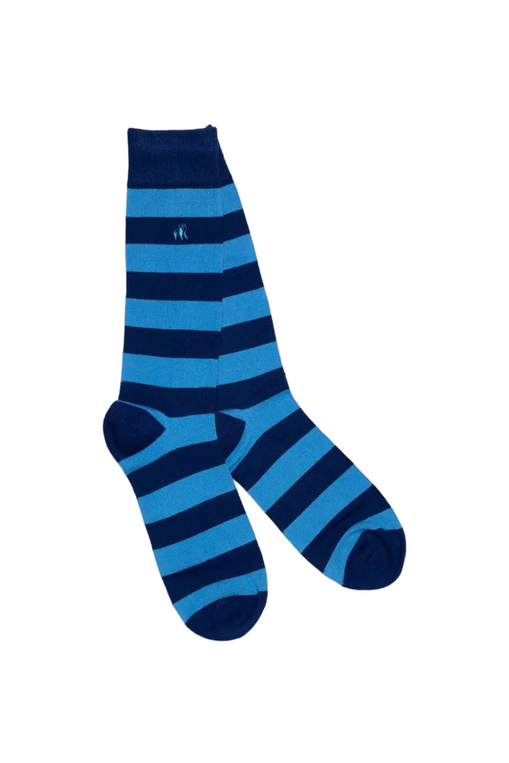 Swole Panda Sky Blue Stripe Socks SP093