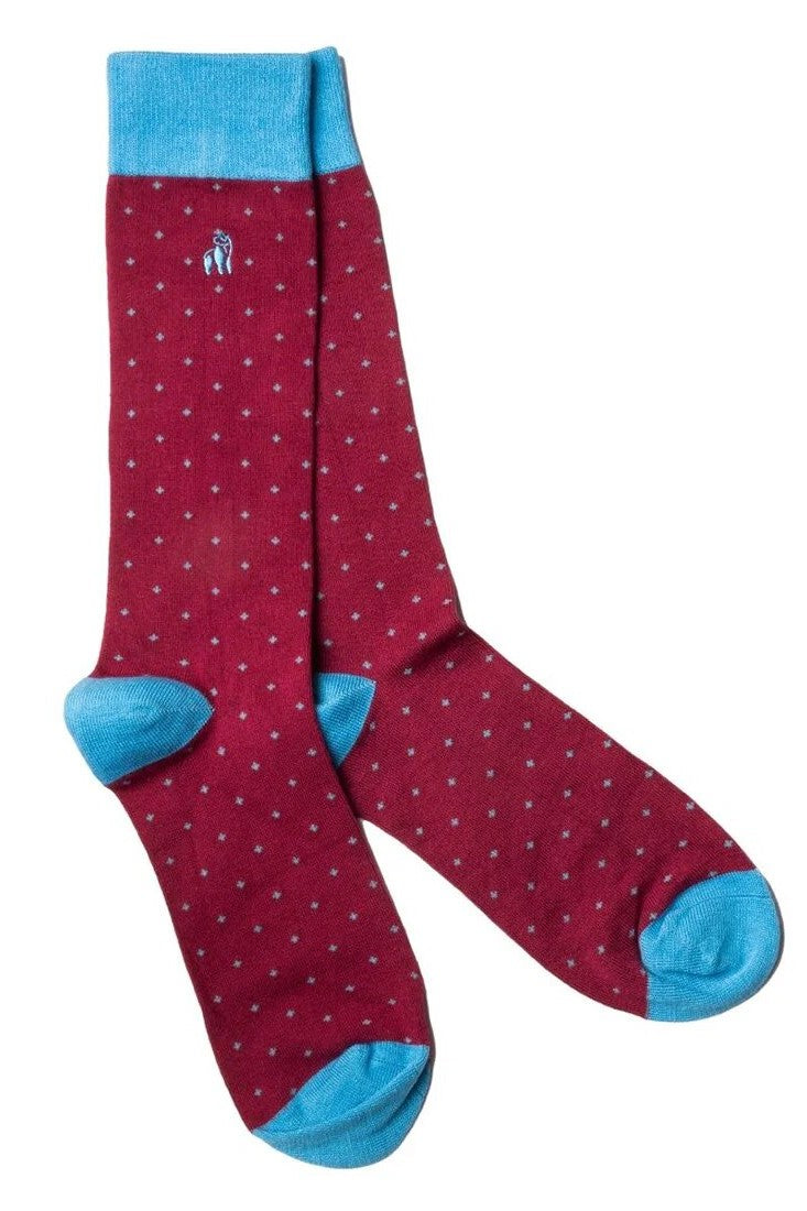 Swole Panda Bamboo Socks SP111 Spotted Burgundy