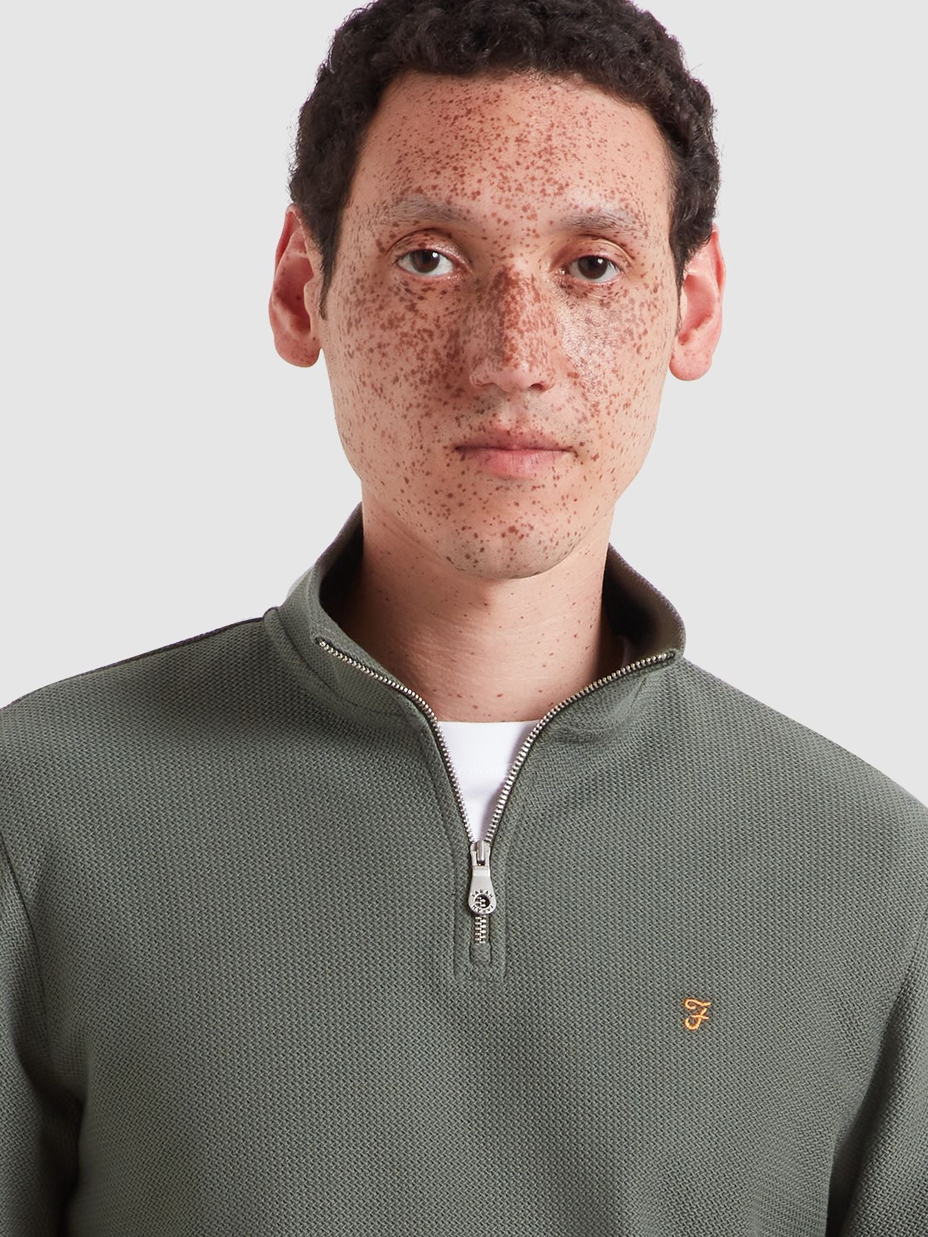 Farah Conrad Textured Quarter Zip Sweatshirt