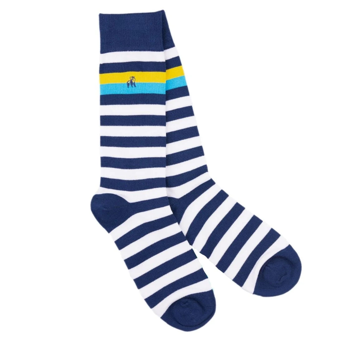 Swole Panda Bamboo Socks SP555 Navy/Yellow/Blue