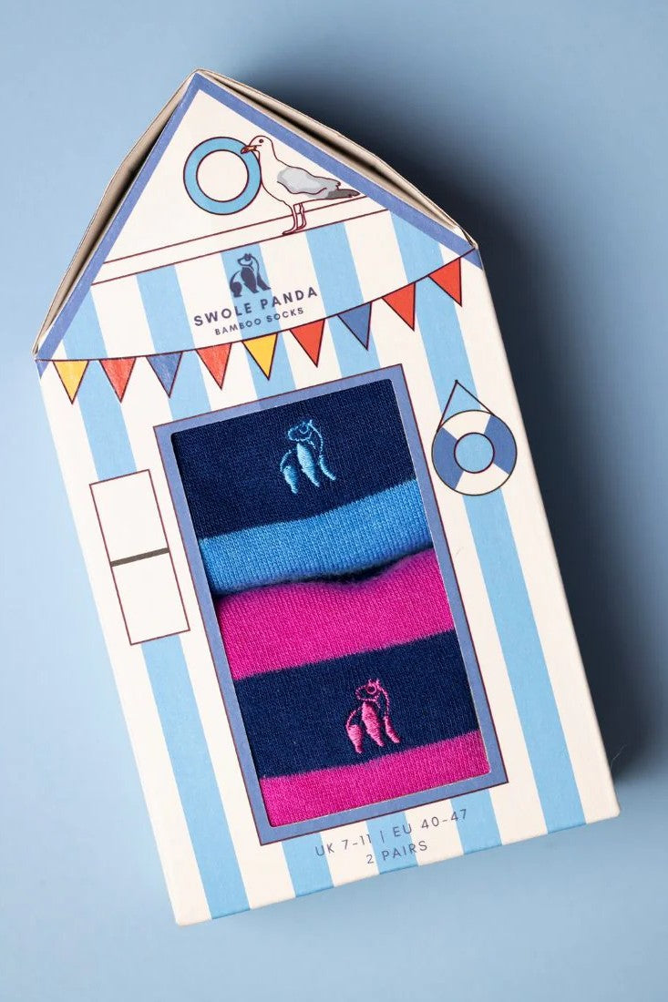 Swole Panda Beach Hut Socks Gift Box