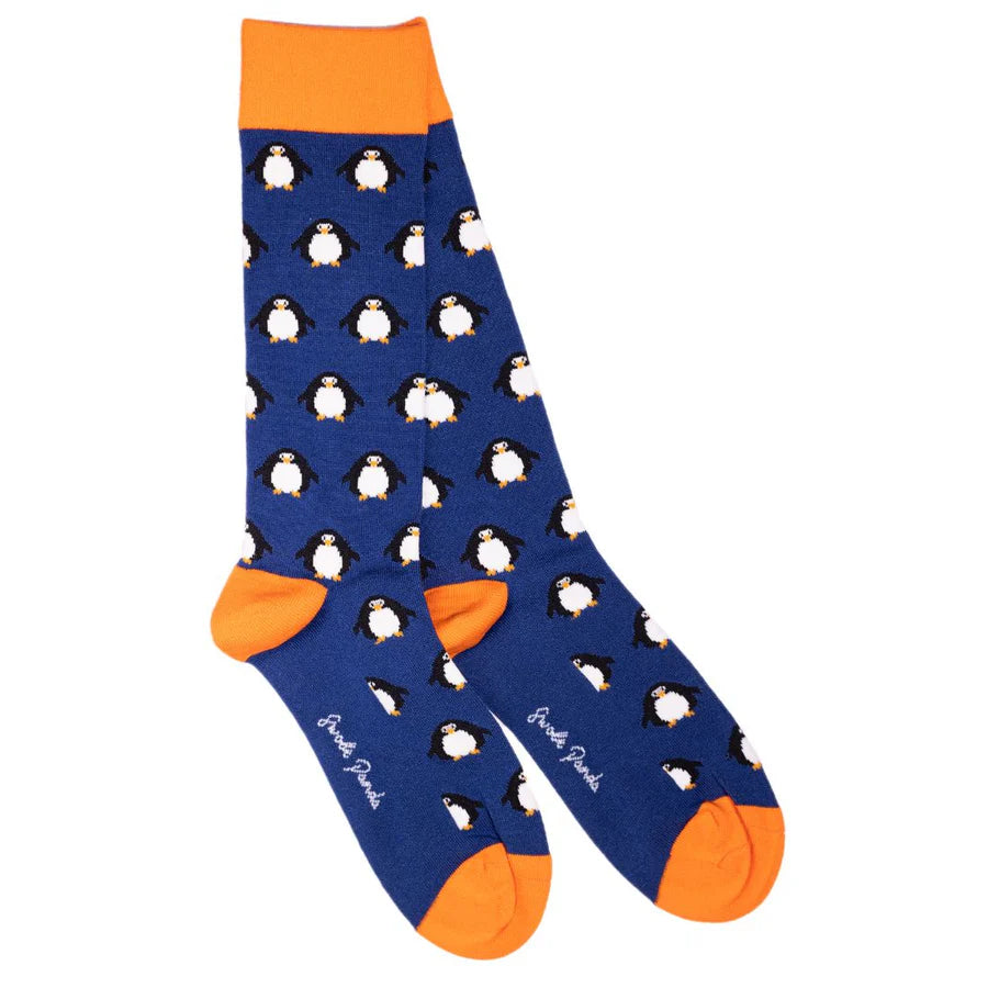 Swole Panda Navy Peguin Bamboo Socks SP376