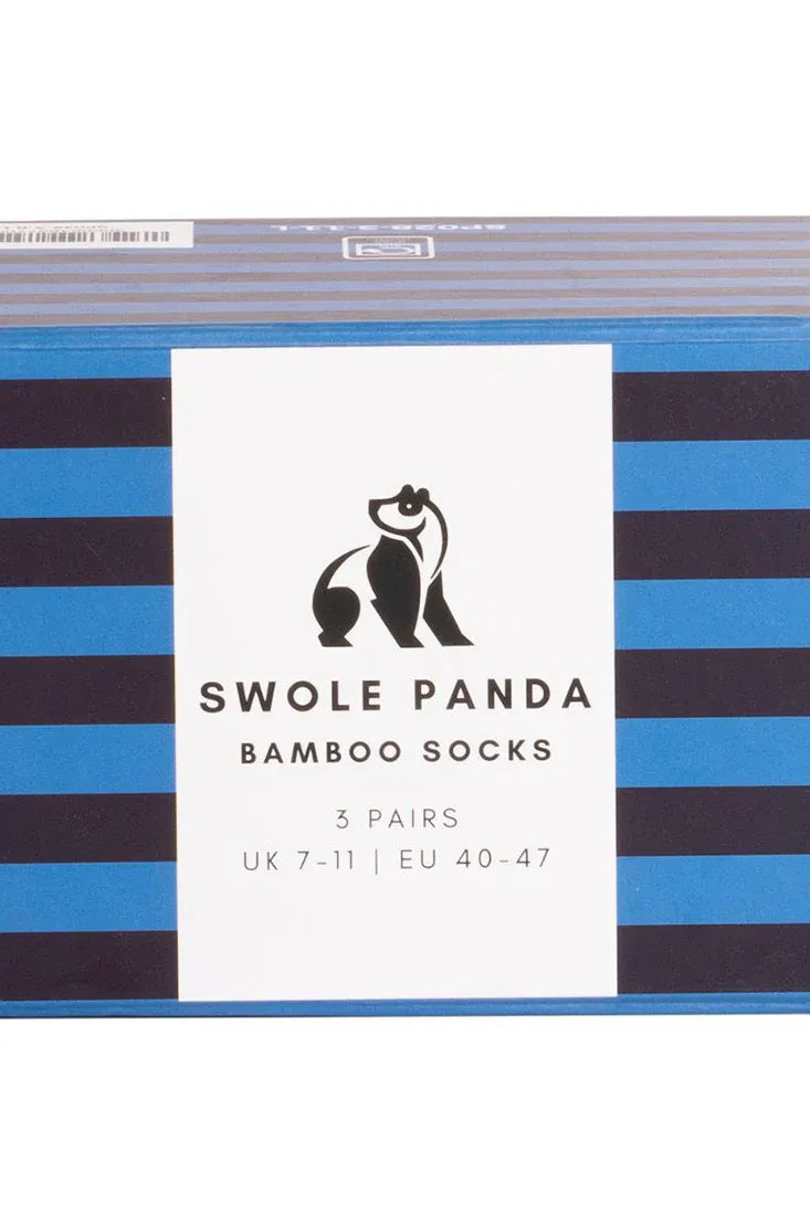 Swole Panda Blue Stripe Sock Box