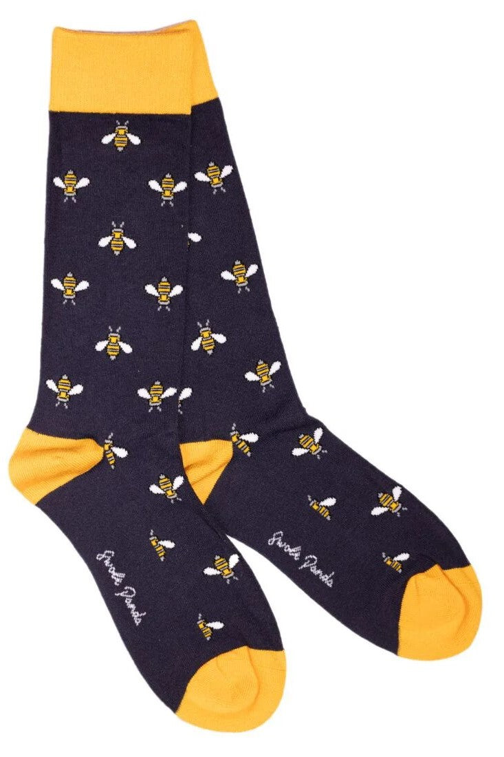 Swole Panda Navy Bumblebee Bamboo Socks SP375
