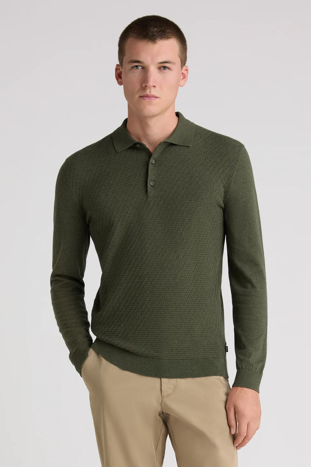 Remus Uomo Long Sleeve Knit Polo Shirt 58881