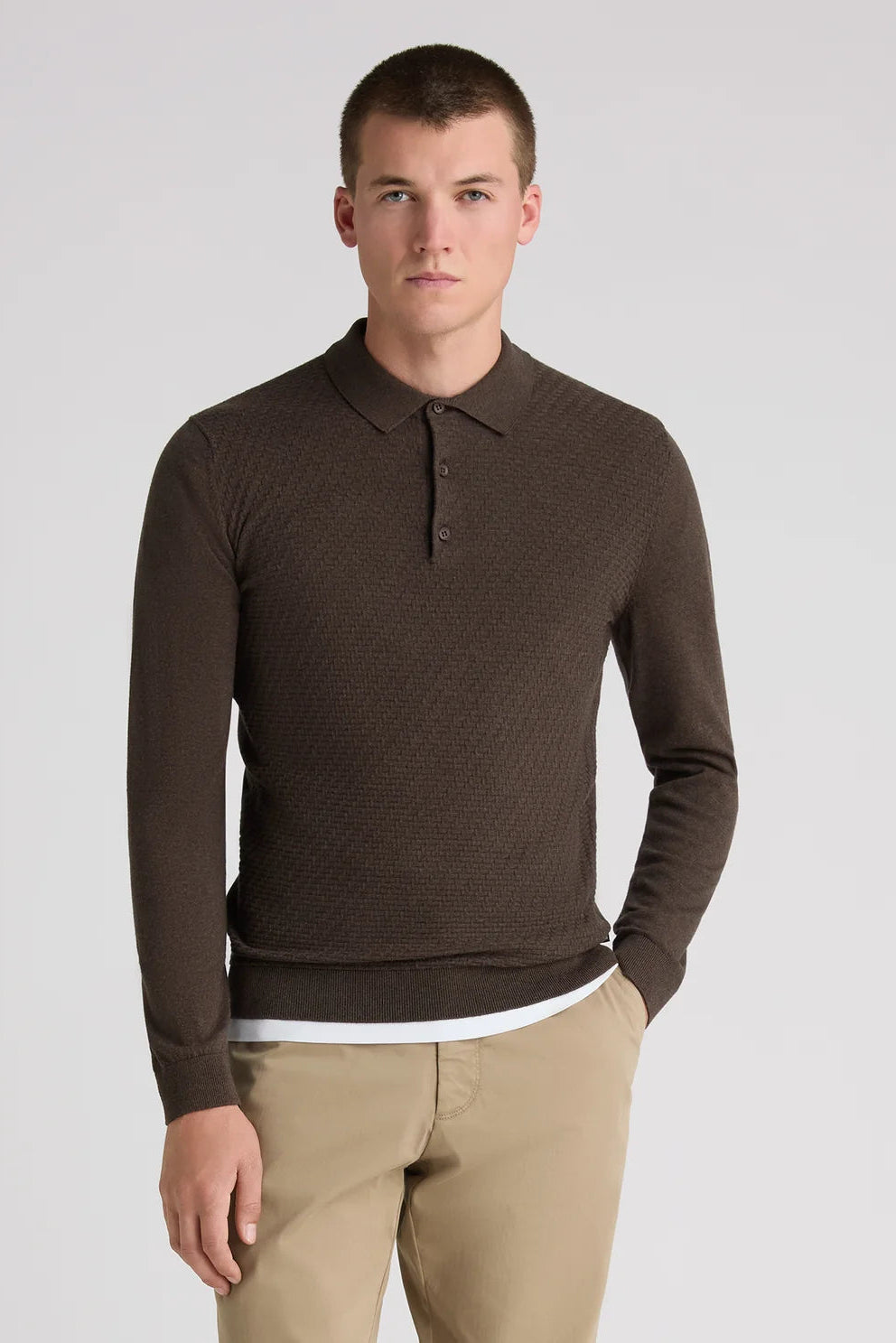 Remus Uomo Long Sleeve Knit Polo Shirt 58881