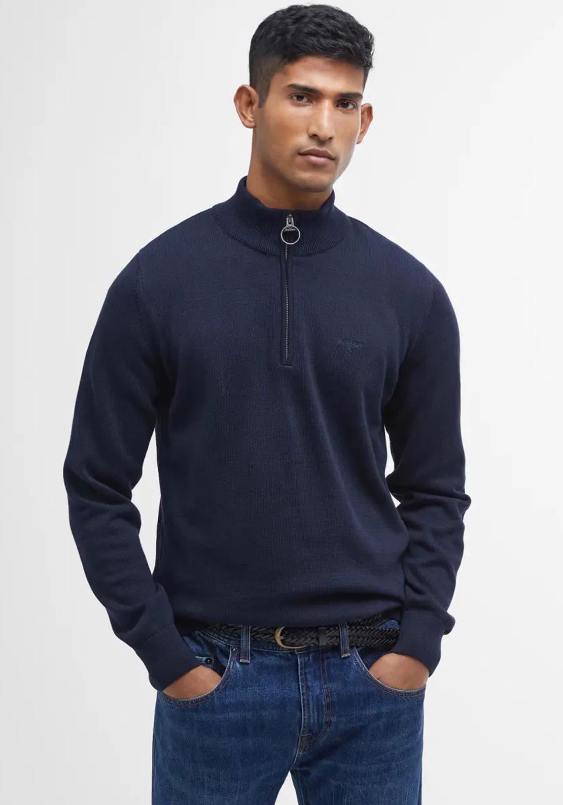 Barbour Cotton Quarter Zip Jumper MKN1074