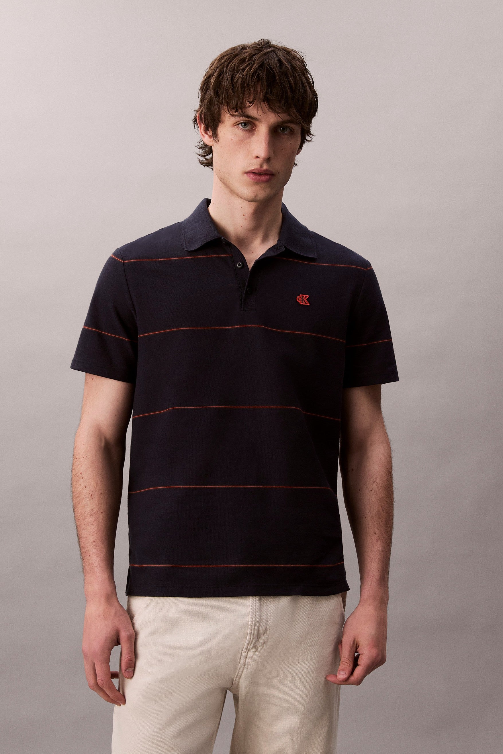 Calvin Klein Jeans Textured Stripe Polo Shirt