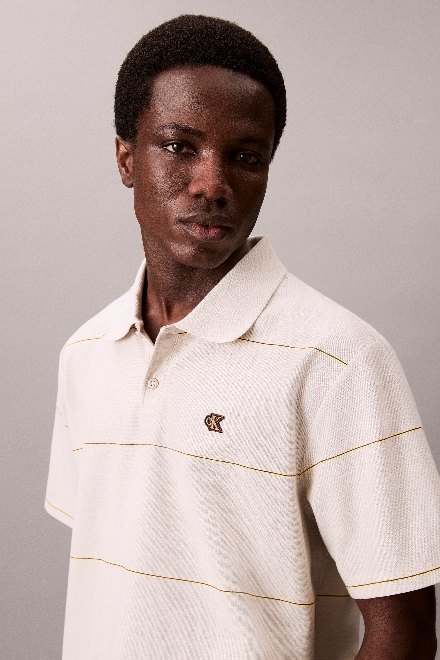 Calvin Klein Jeans Textured Stripe Polo Shirt