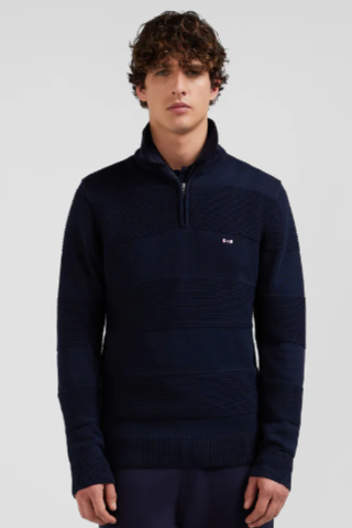 Eden Park Regular Fit Cotton Mesh Half Zip