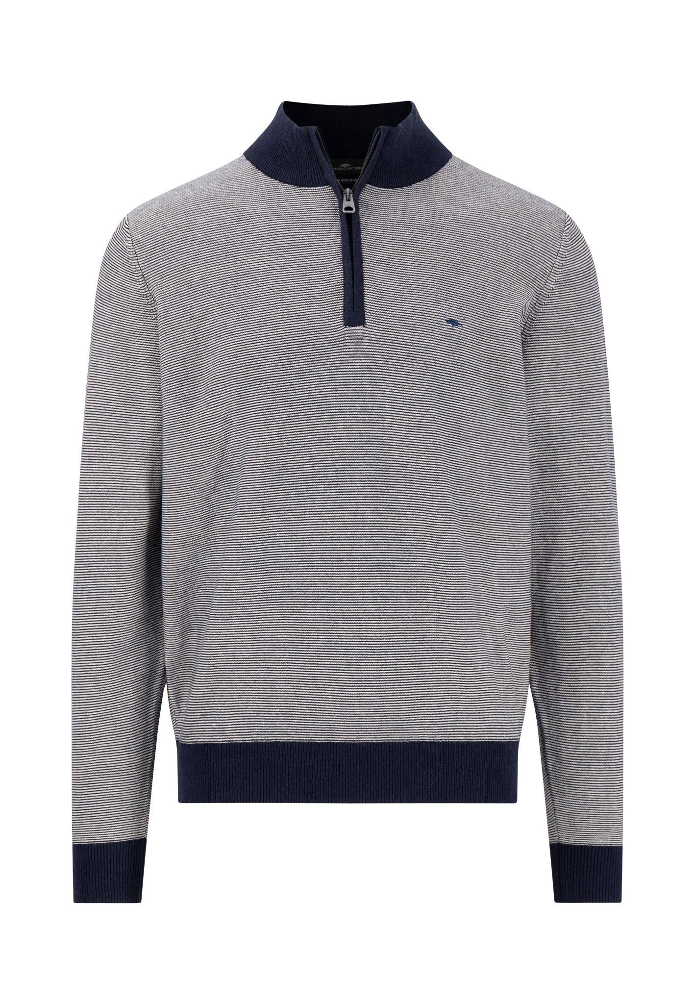 Fynch Hatton Troyer Fine Stripe 1/4 Zip Knit