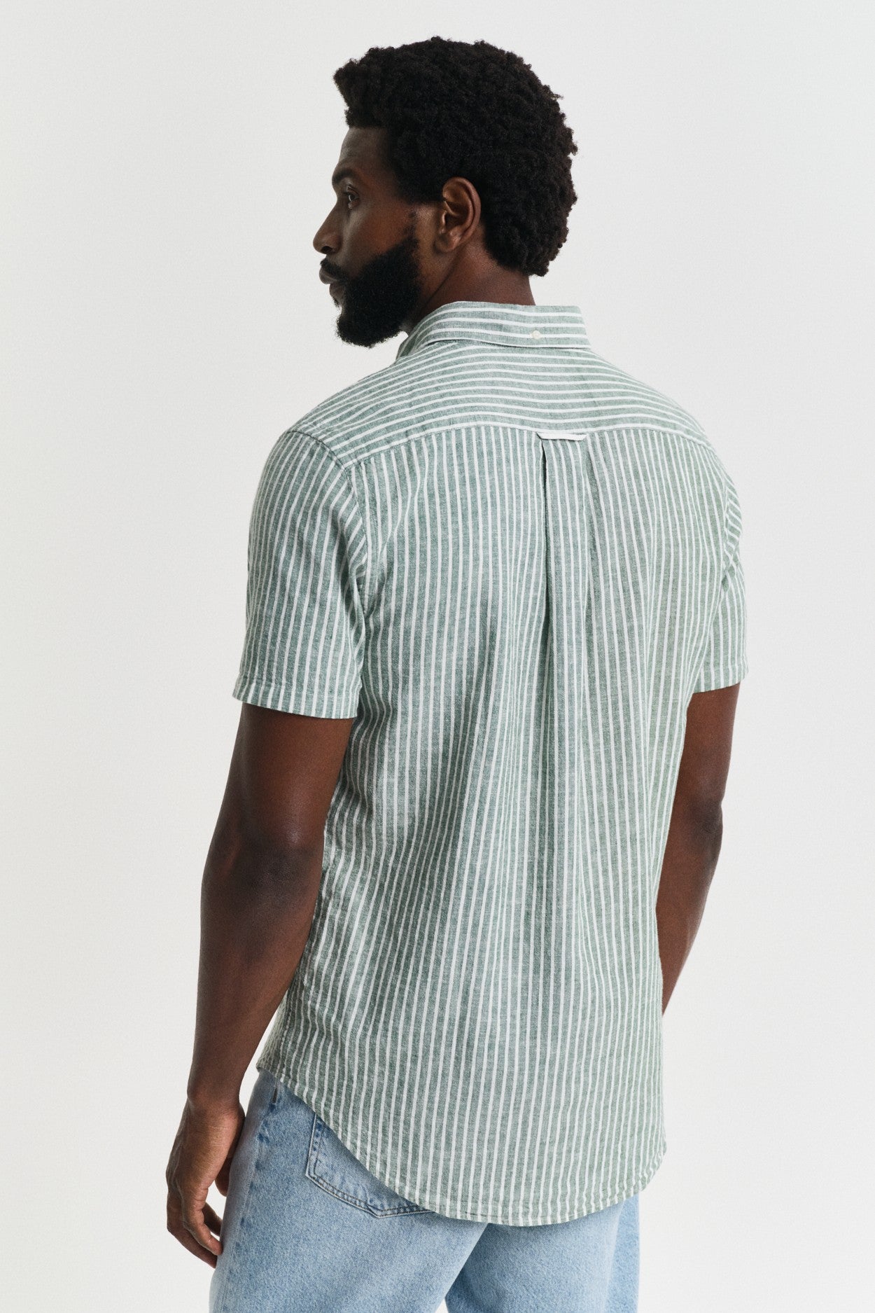 Gant Striped Cotton Linen Short Sleeve Shirt 3250039