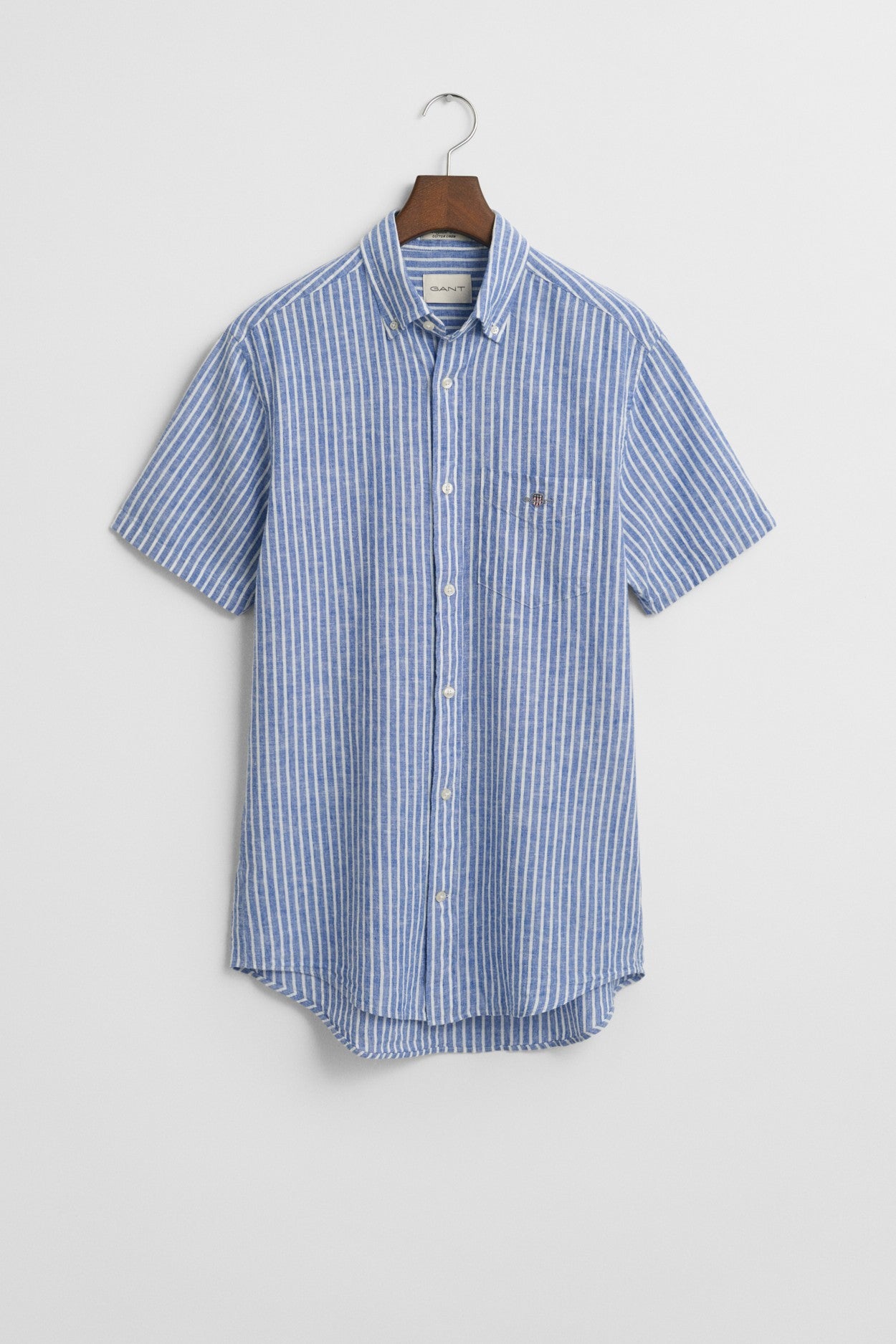 Gant Striped Cotton Linen Short Sleeve Shirt 3250039