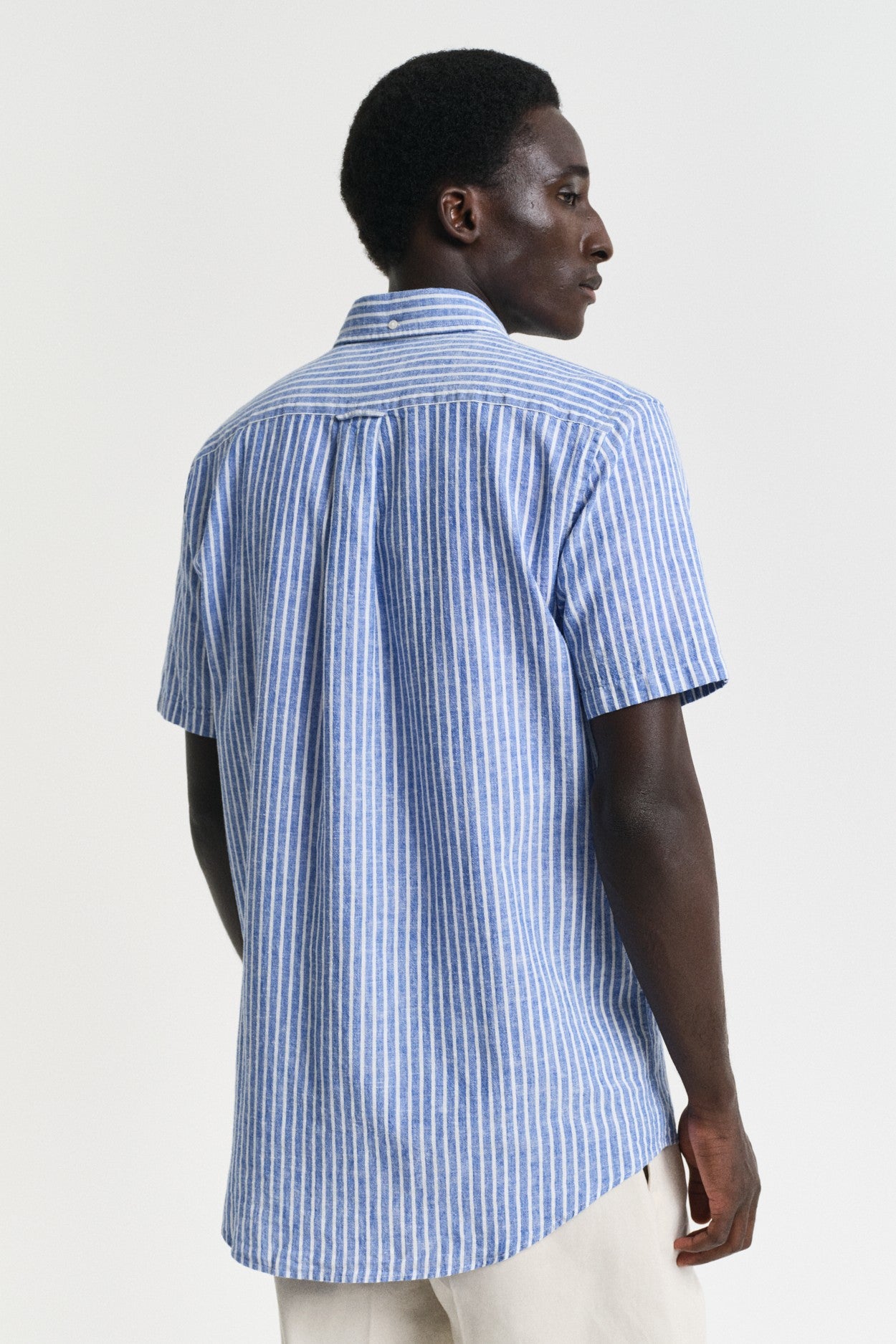 Gant Striped Cotton Linen Short Sleeve Shirt 3250039