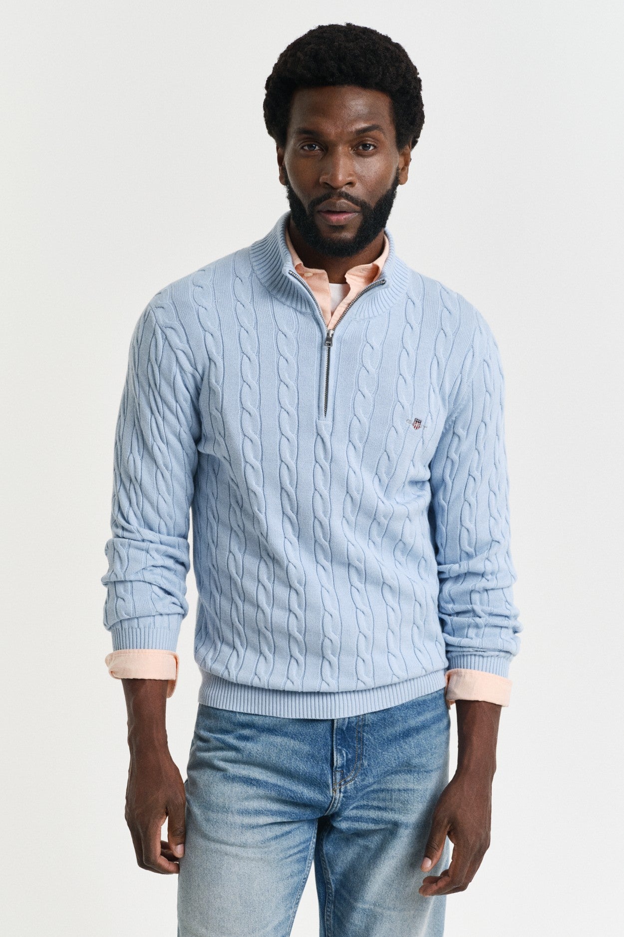Gant Regular Fit Cable Half Zip Knit