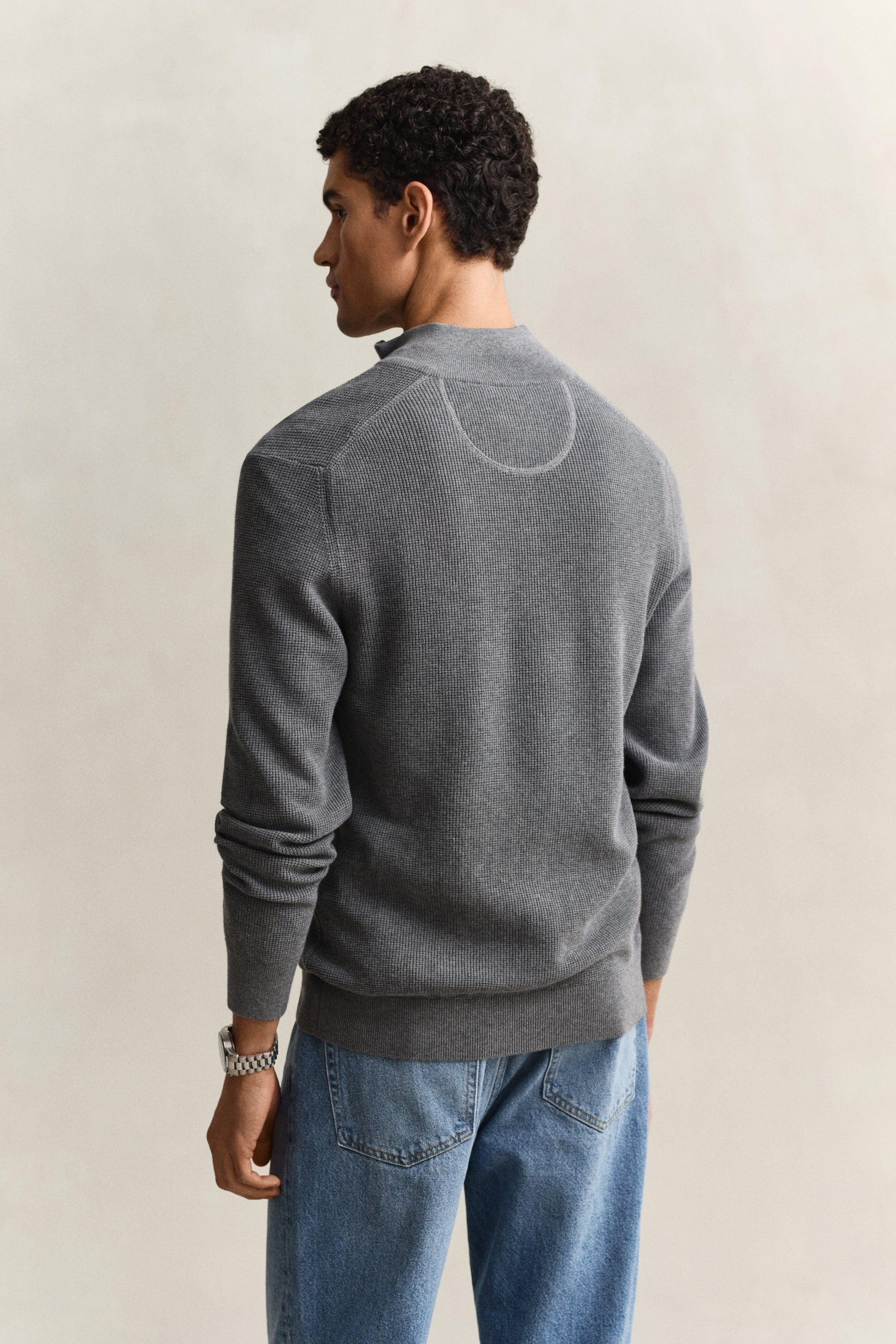 Gant Textured Cotton Rib Half-Zip Sweater 8030292