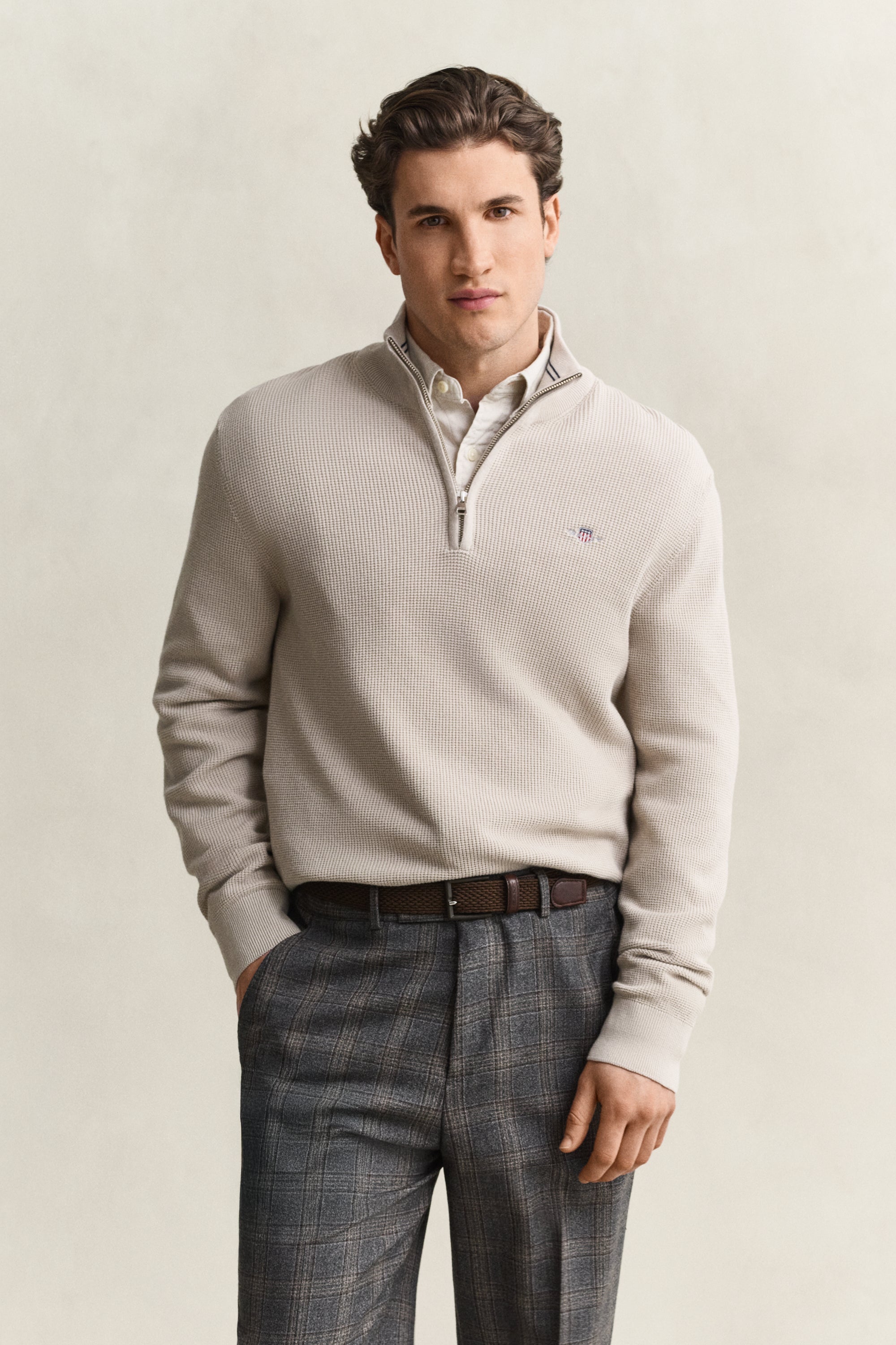 Gant Textured Cotton Rib Half-Zip Sweater 8030292