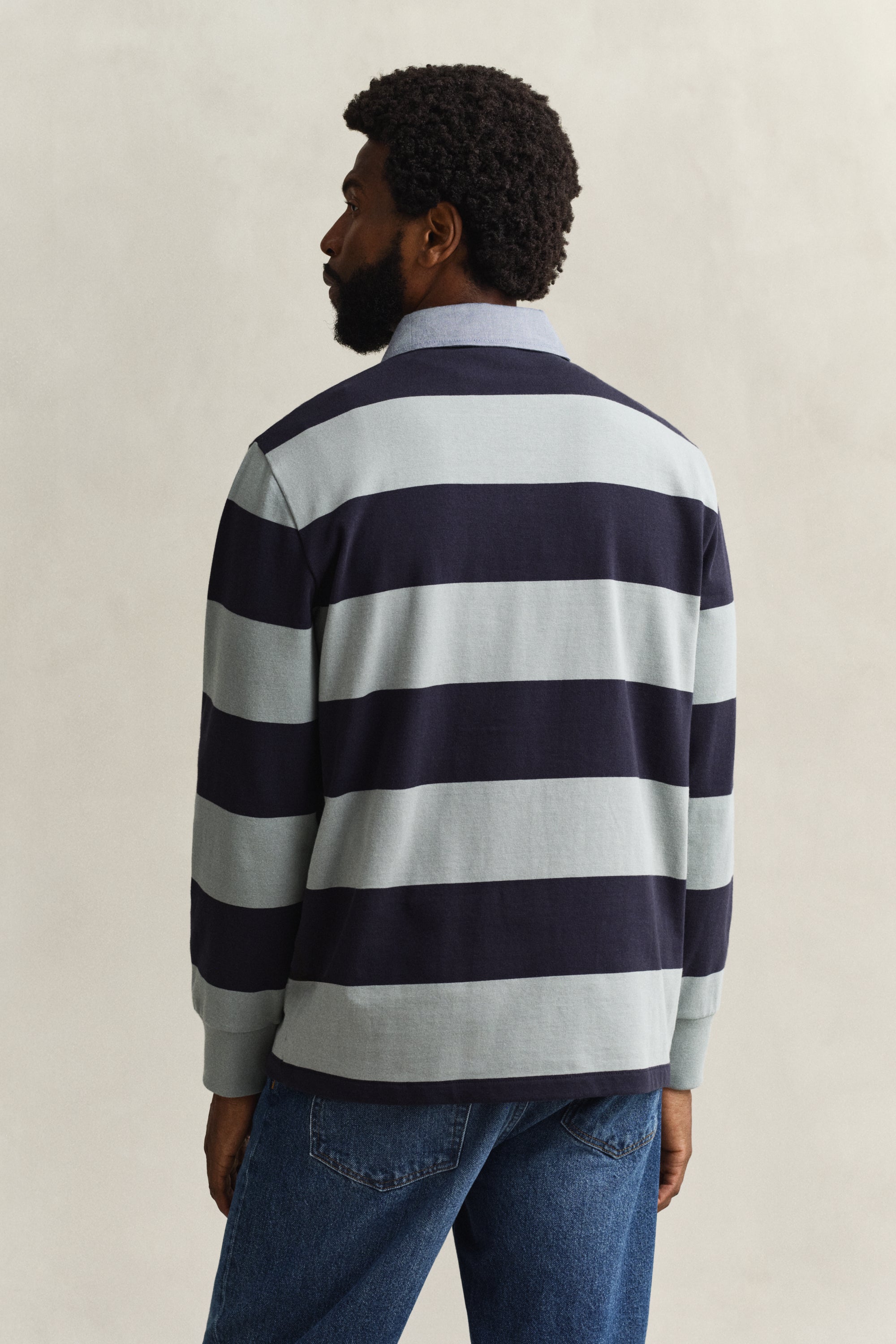 Gant Chambray Collar Striped Rugby Sweater 2004083