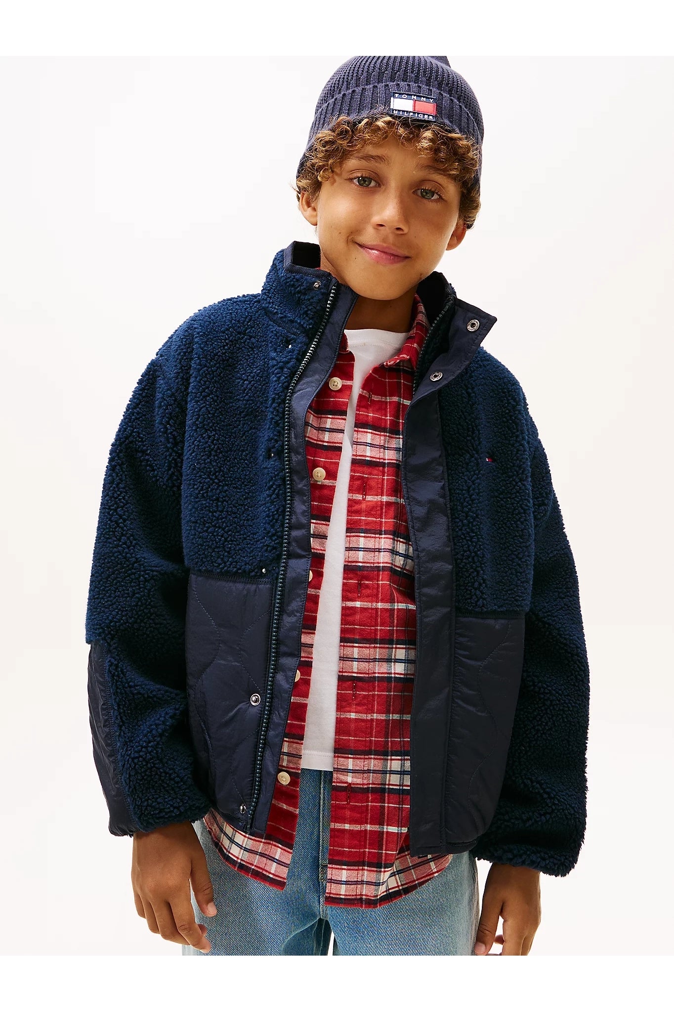 Tommy Hilfiger Kids Teddy Fleece Quilted Bomber Jacket