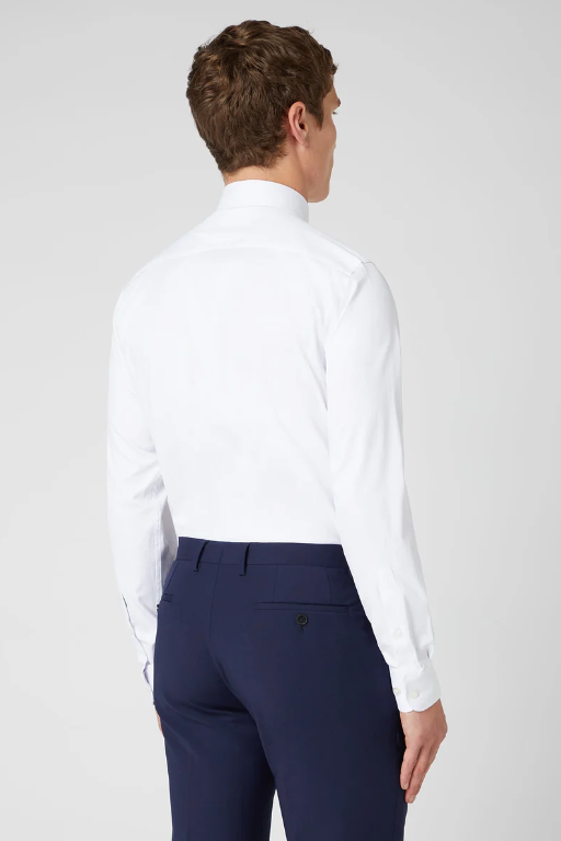Remus Uomo Tapered Fit Cotton Stretch Shirt White 18626