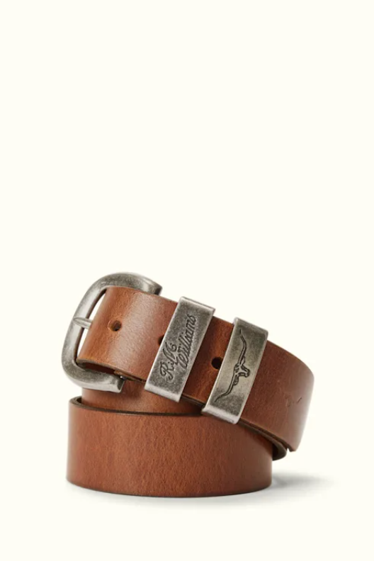 RM Williams Leather Drover Belt Antique Buckle Caramel