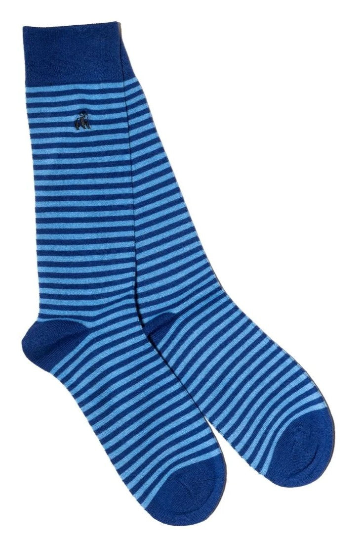 Swole Panda Blue Narrow Striped Bamboo Socks SP496