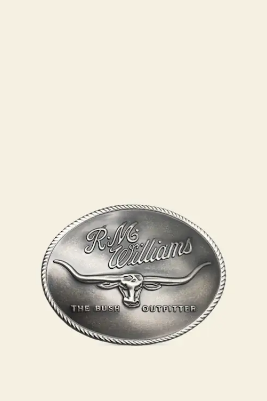RM Williams Logo Buckle Antique Silver
