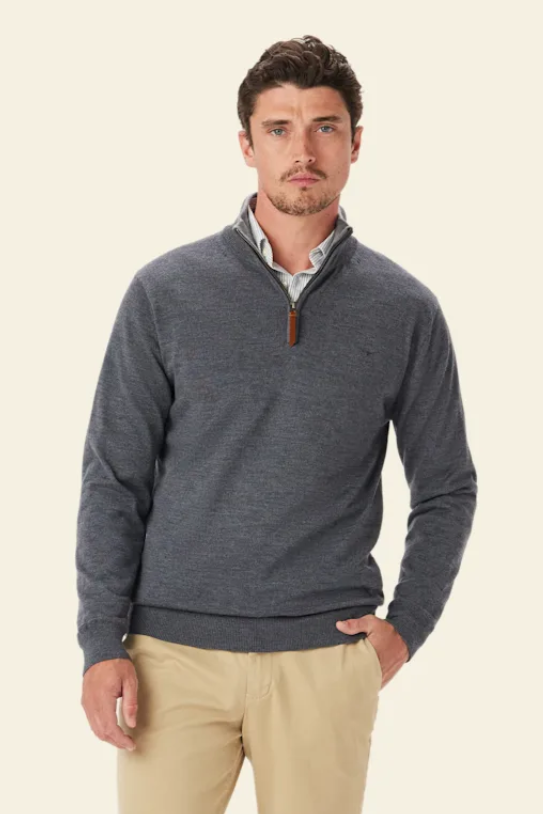 RM Williams Ernest 1/4 Zip Merino Wool Knit