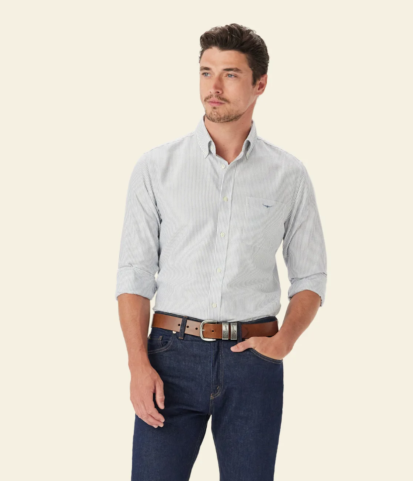 RM Williams Stanley Oxford Stripe Shirt