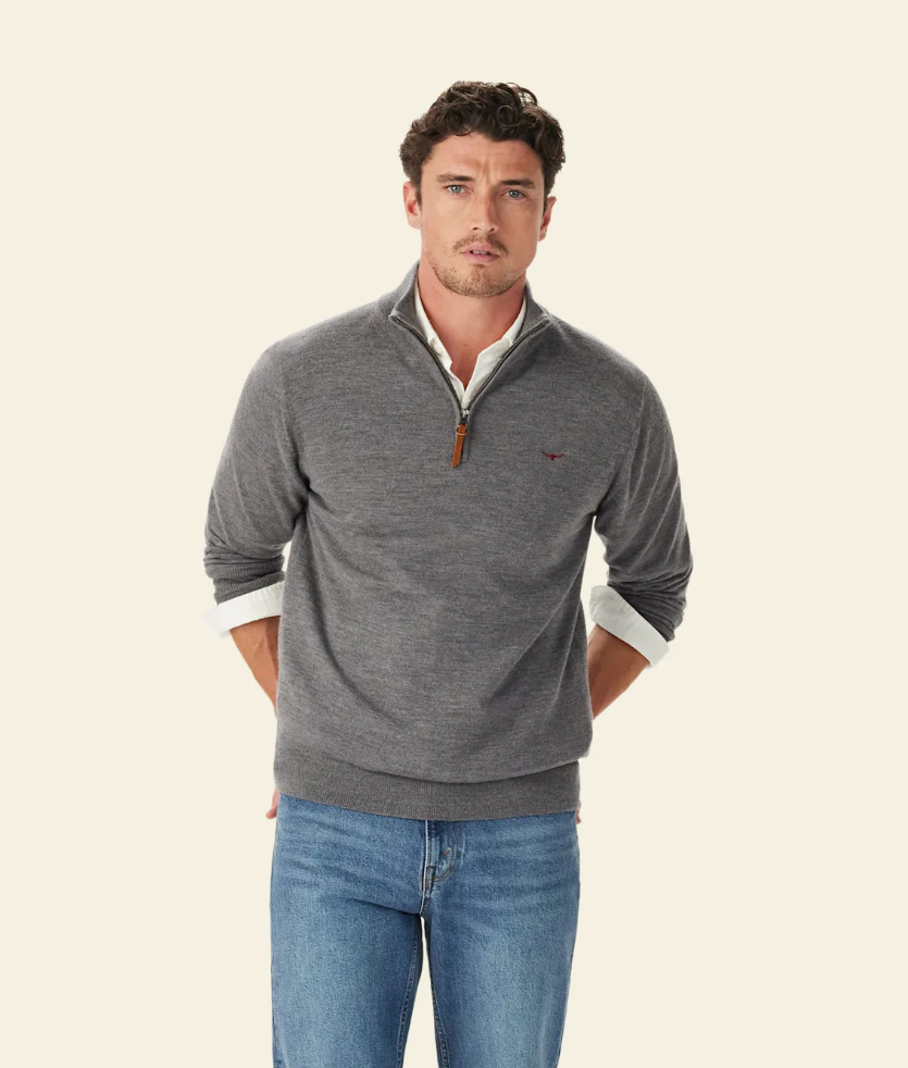 RM Williams Ernest 1/4 Zip Merino Wool Knit