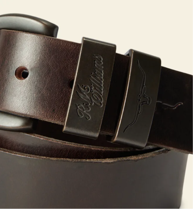 RM Williams Drover Bronze Buckle Belt Walnut