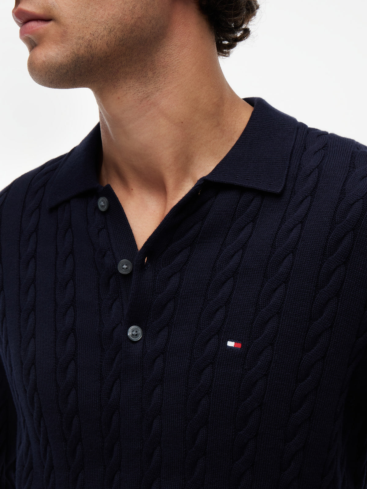 Tommy Hilfiger Cable Knit Polo Jumper 41955