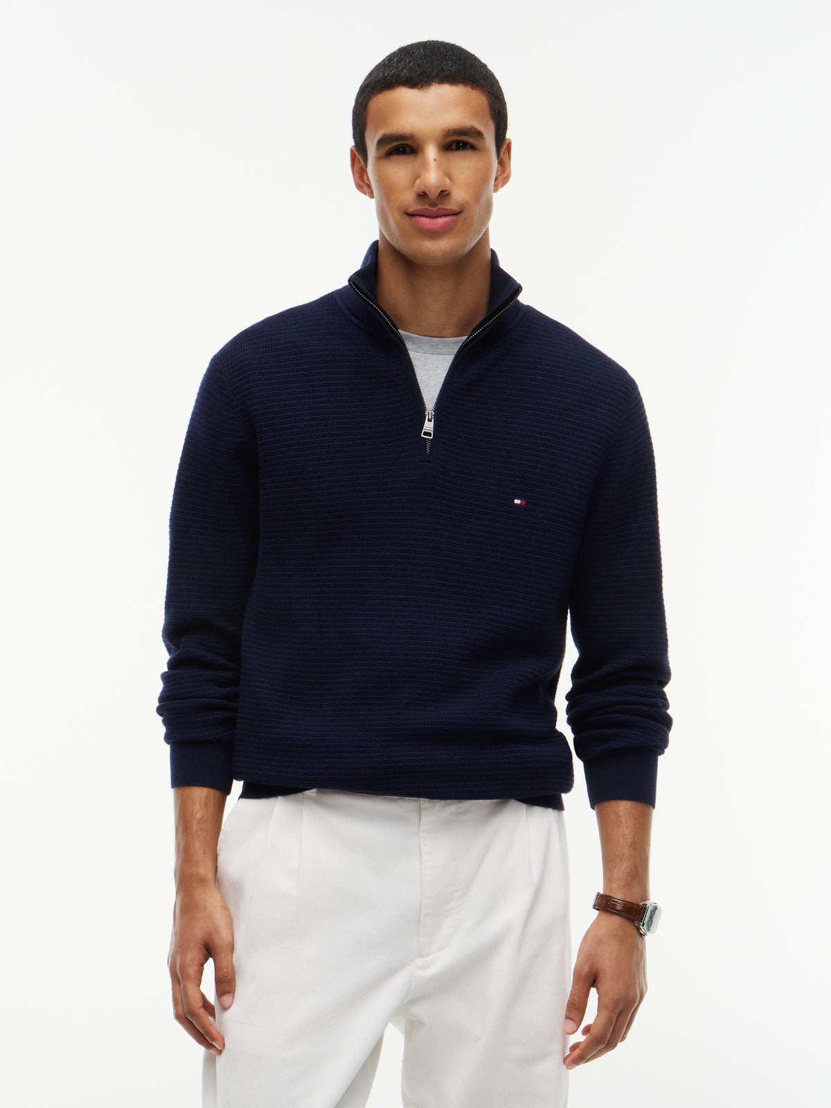 Tommy Hilfiger Cashmere Structure 1/4 Zip Knit 44760