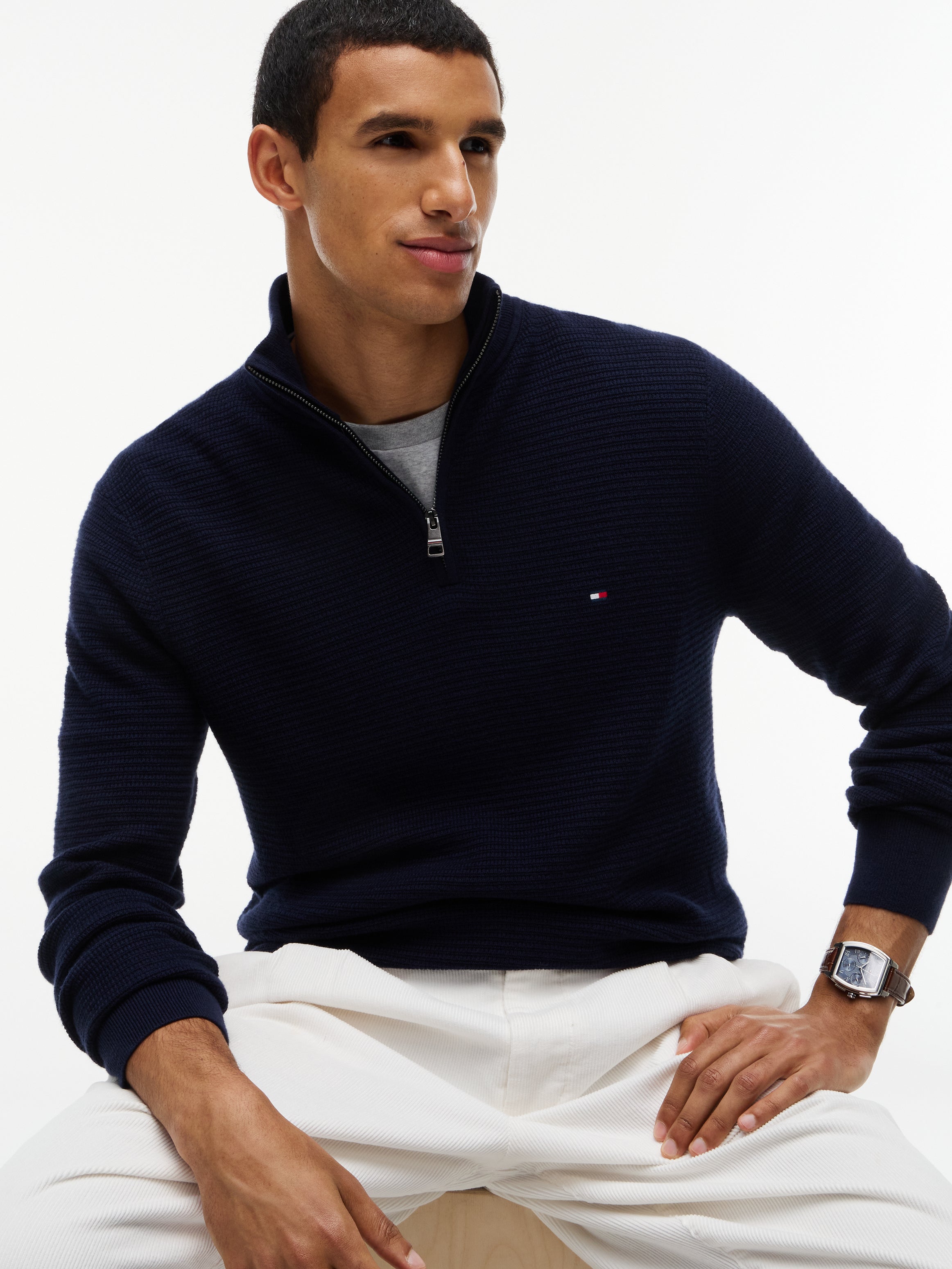 Tommy Hilfiger Cashmere Structure 1/4 Zip Knit 44760