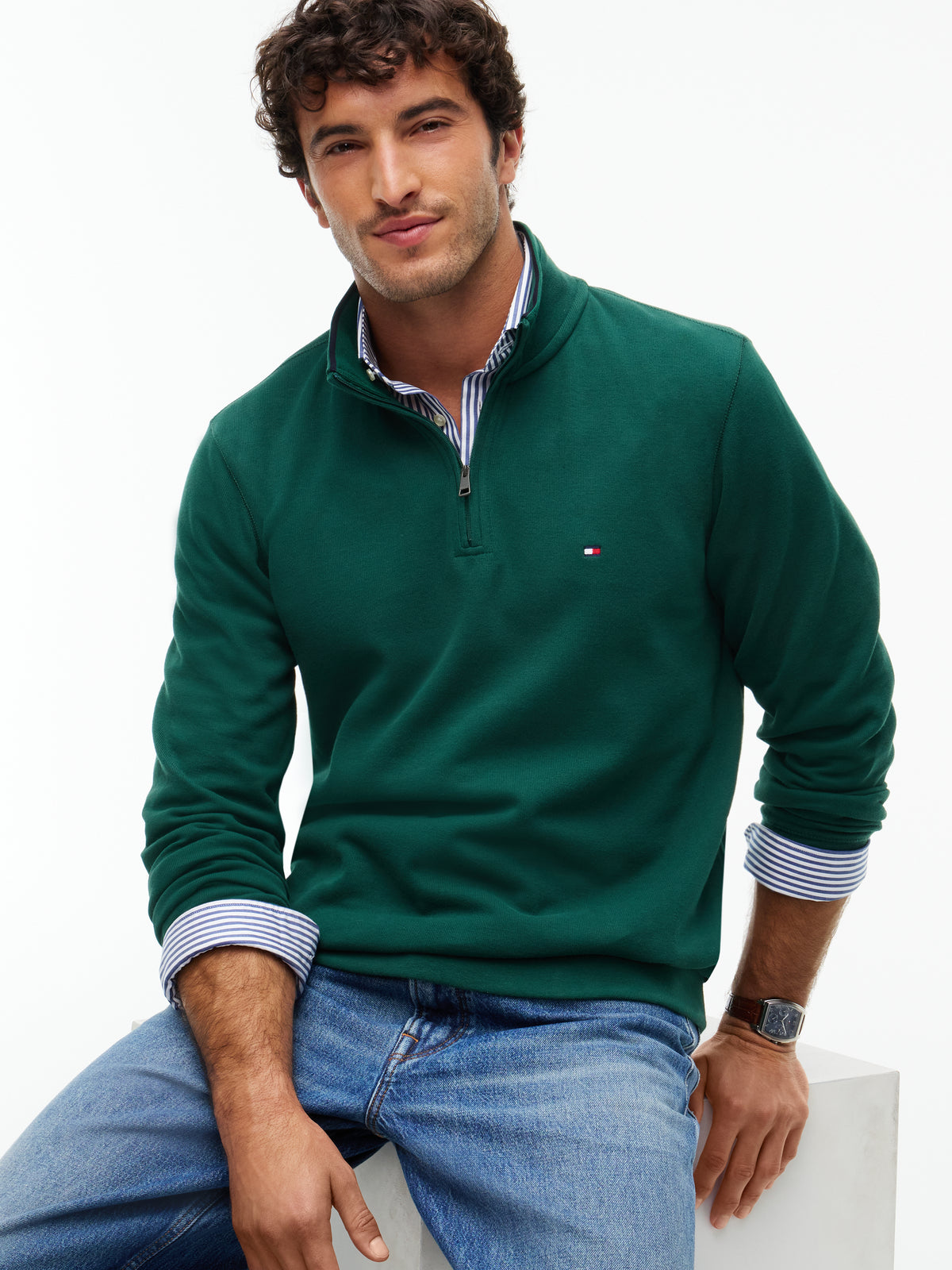 Tommy Hilfiger French Rib 1/4 Zip Sweatshirt 40042