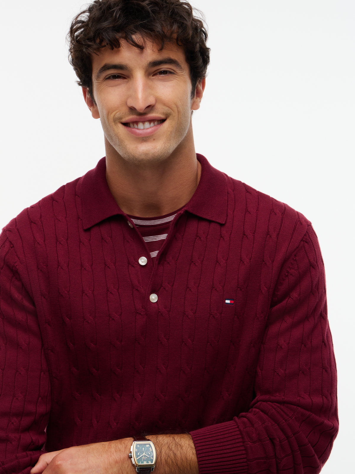 Tommy Hilfiger Cable Knit Polo Jumper 41955