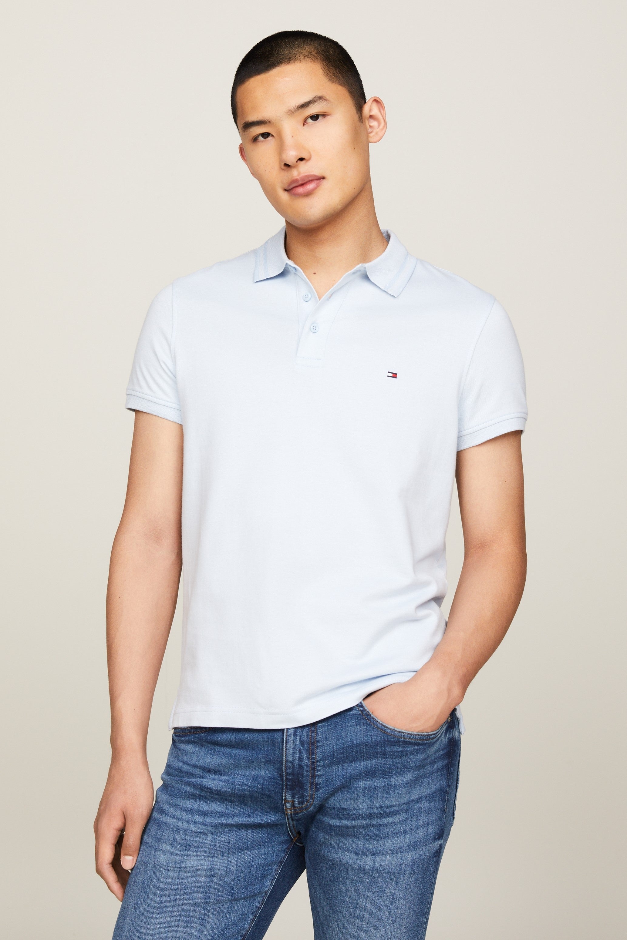 Tommy Hilfiger Slim Fit Polo Pretwist Moul(34755) Breezy Blue