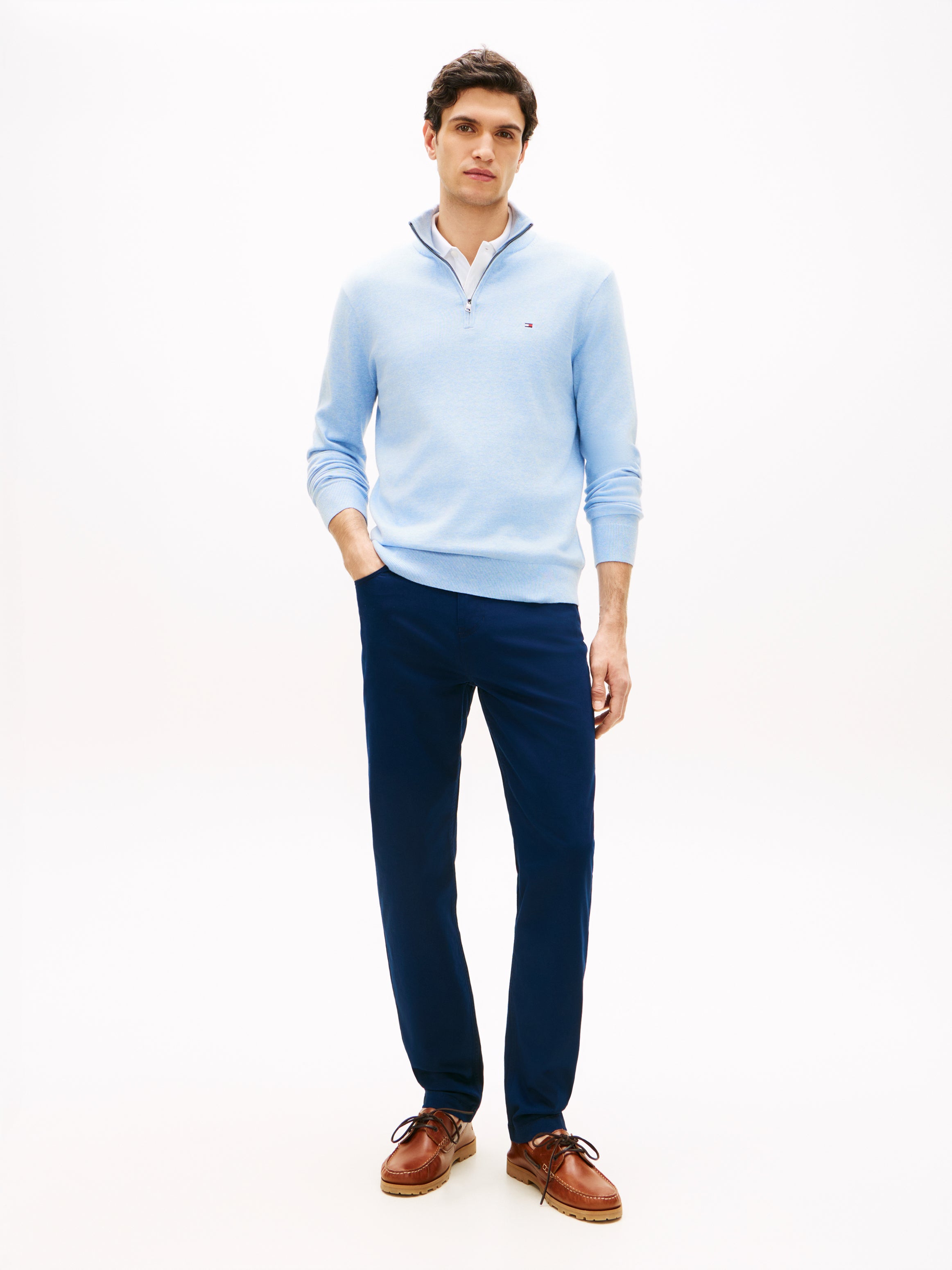 Tommy Hilfiger Flag Embroidery 1/4 Zip Knit Sweater 37331