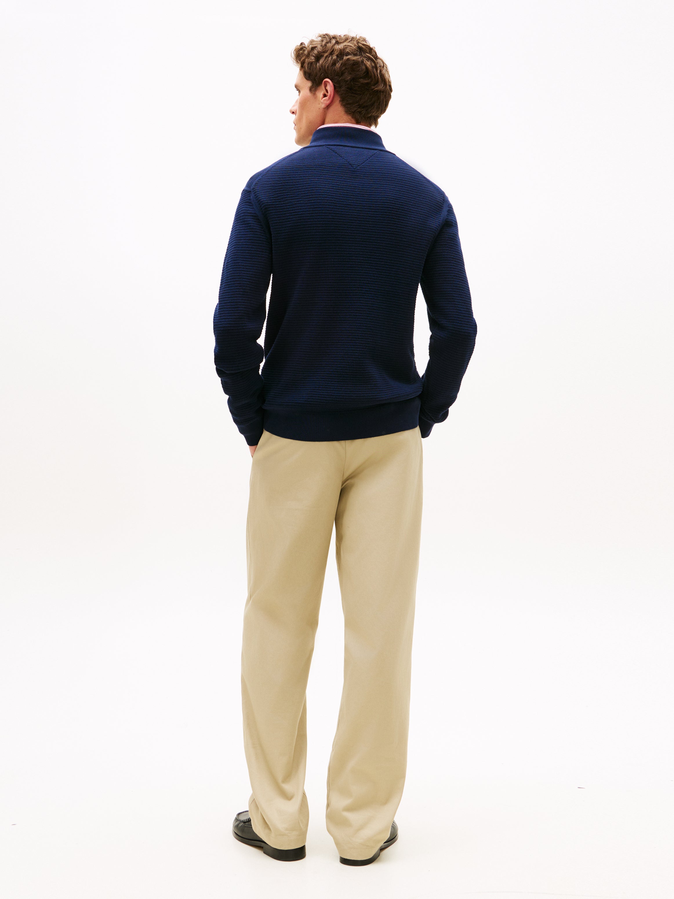 Tommy Hilfiger Textured 1/4 Zip Mock Neck Sweater 42916