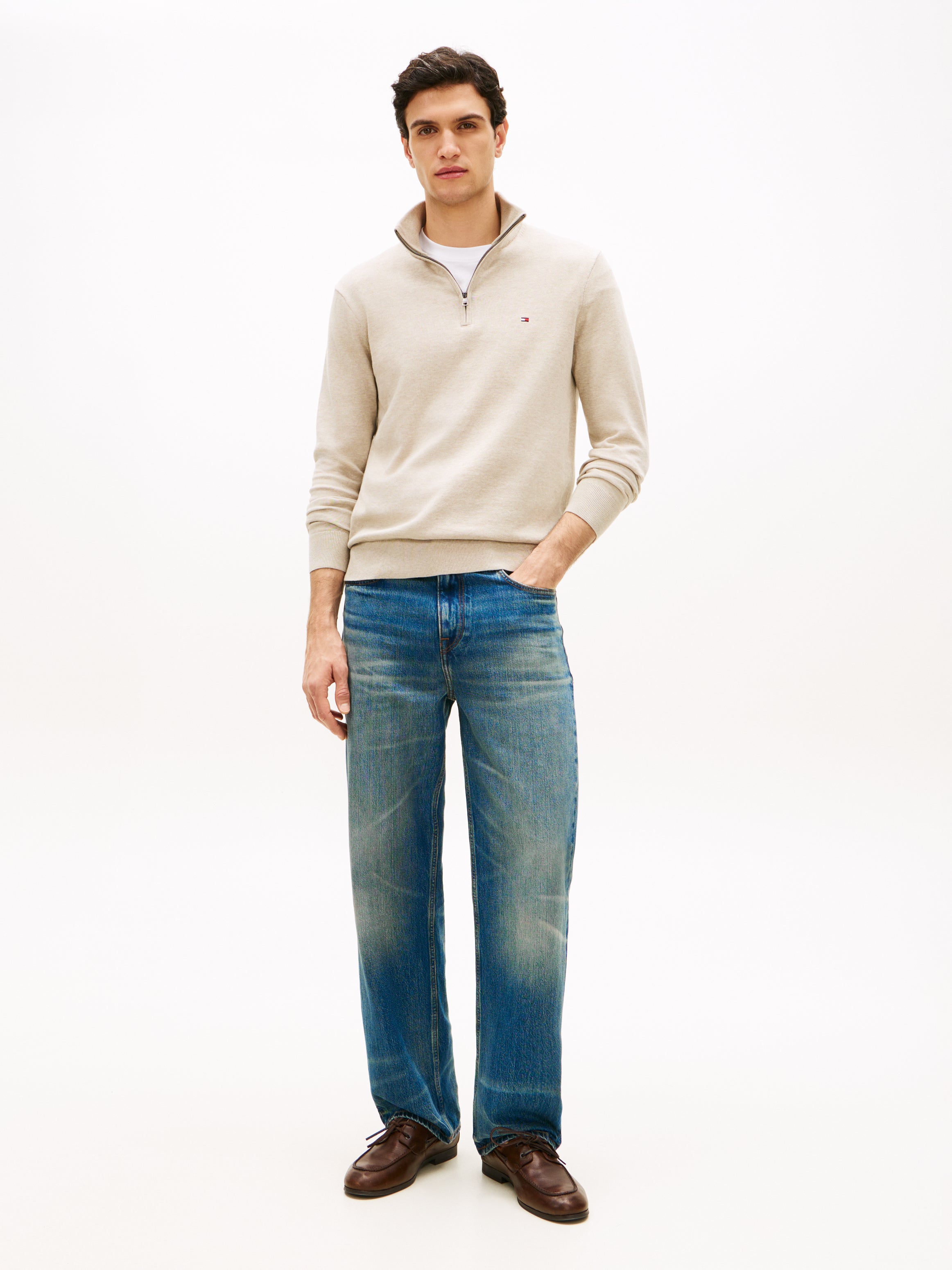 Tommy Hilfiger Flag Embroidery 1/4 Zip Knit Sweater 37331
