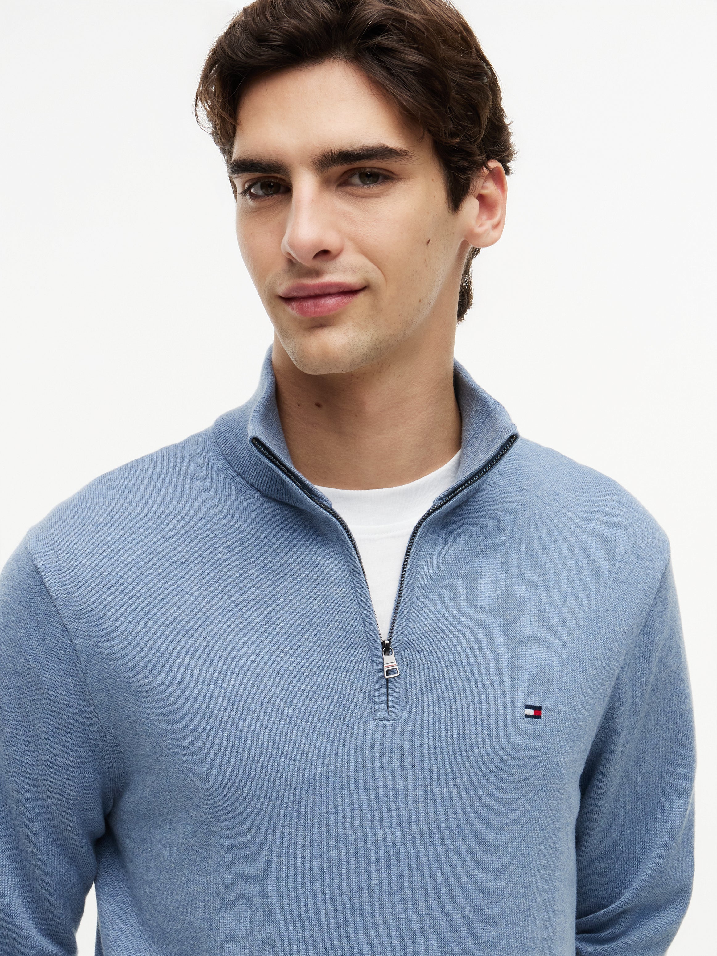 Tommy Hilfiger Flag Embroidery 1/4 Zip Knit Sweater 37331