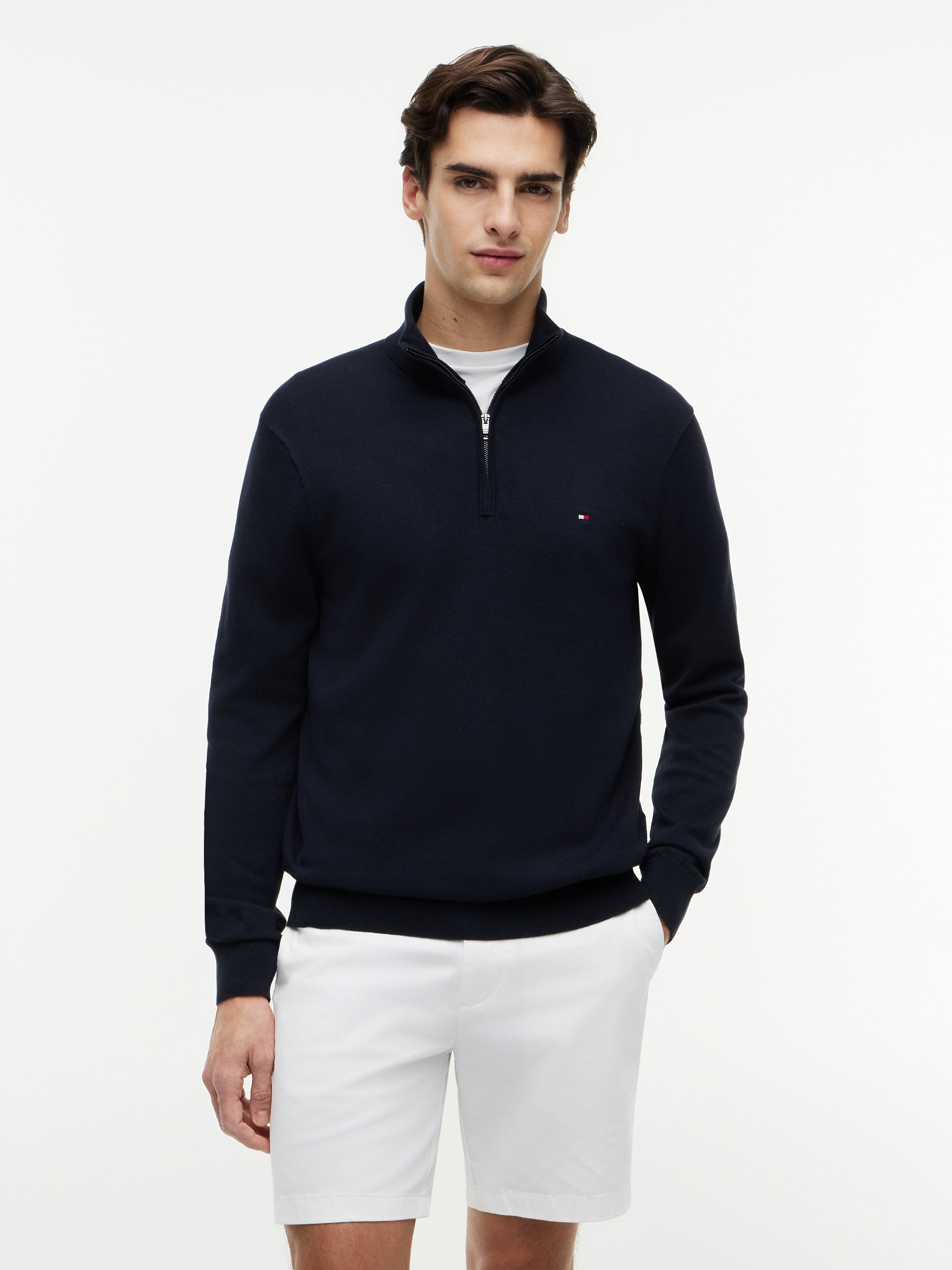 Tommy Hilfiger Flag Embroidery 1/4 Zip Knit Sweater 37331