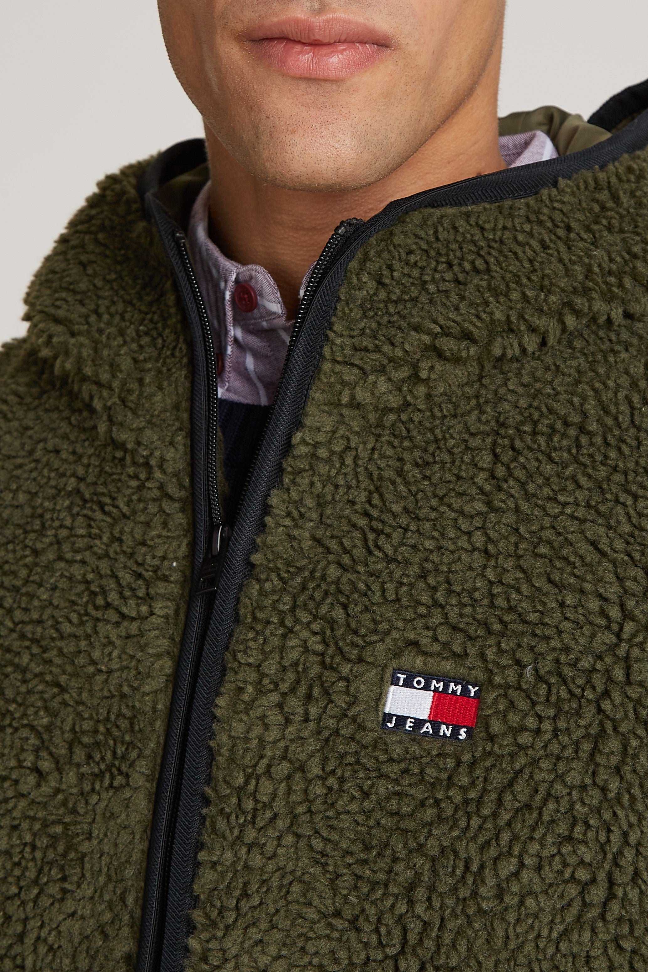 Tommy Jeans Badge Logo Teddy Sherpa Zip Jacket