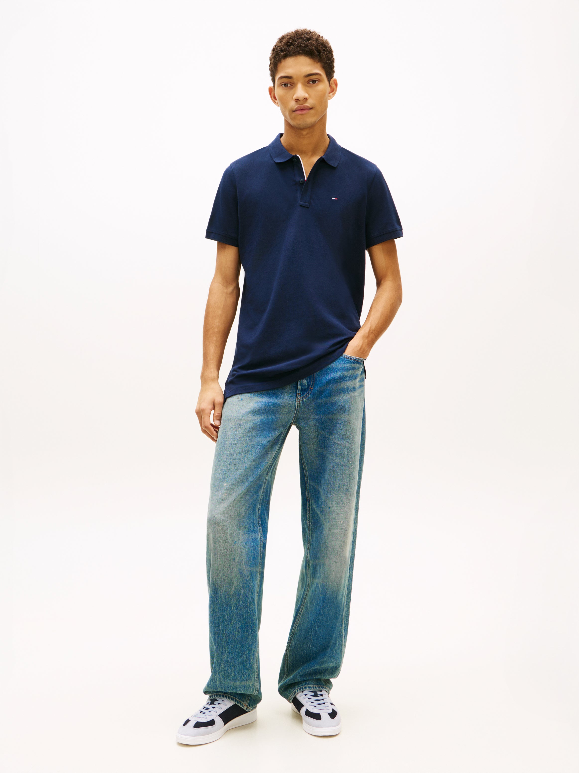 Tommy Jeans Slim Placket Flag Polo Shirt 20676