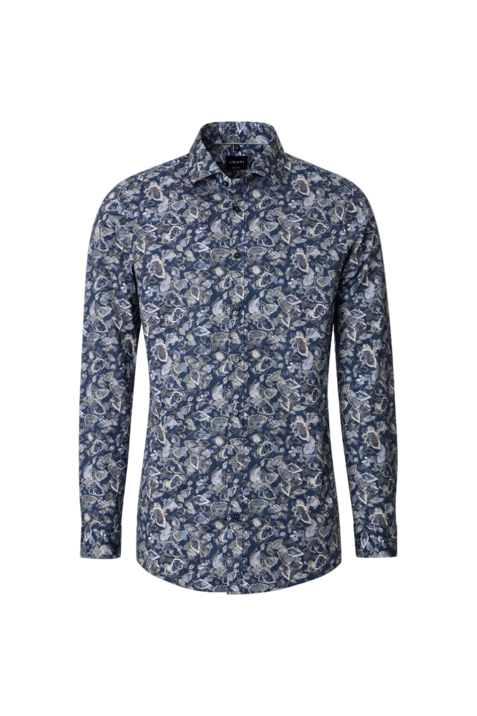 Venti Kent Body Fit Flower Print Shirt 226110160