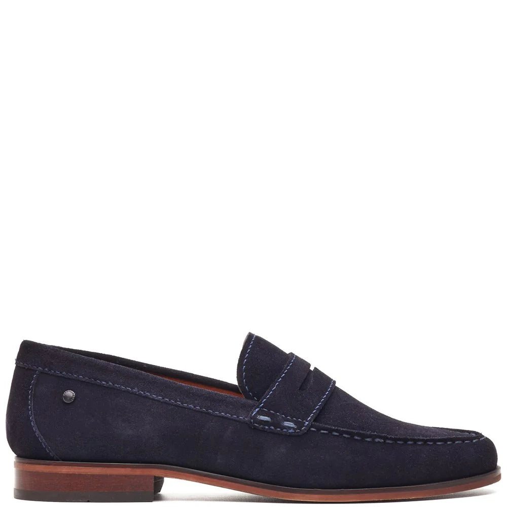 Base London Slate Suede Penny Loafer 82638
