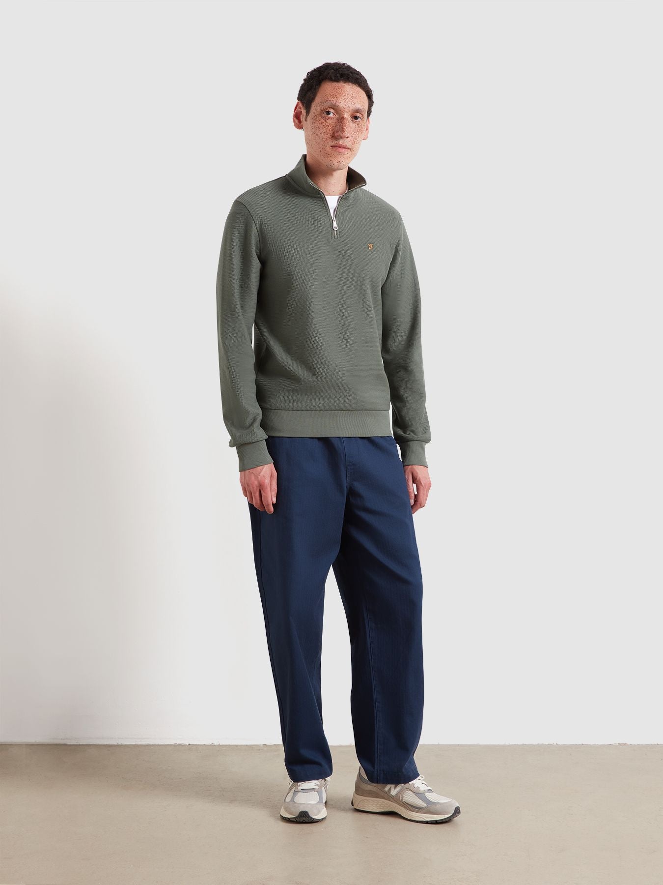 Farah Conrad Textured Quarter Zip Sweatshirt
