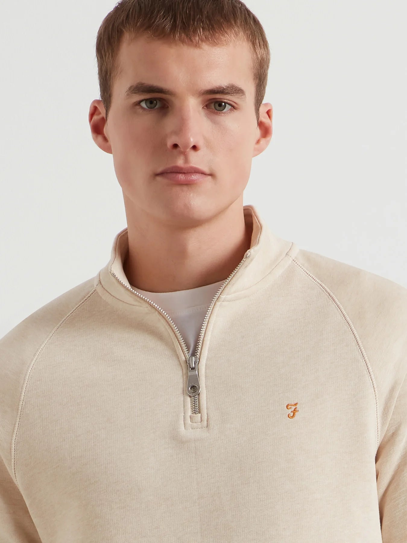 Farah Jim Cotton Quarter Zip Sweatshirt