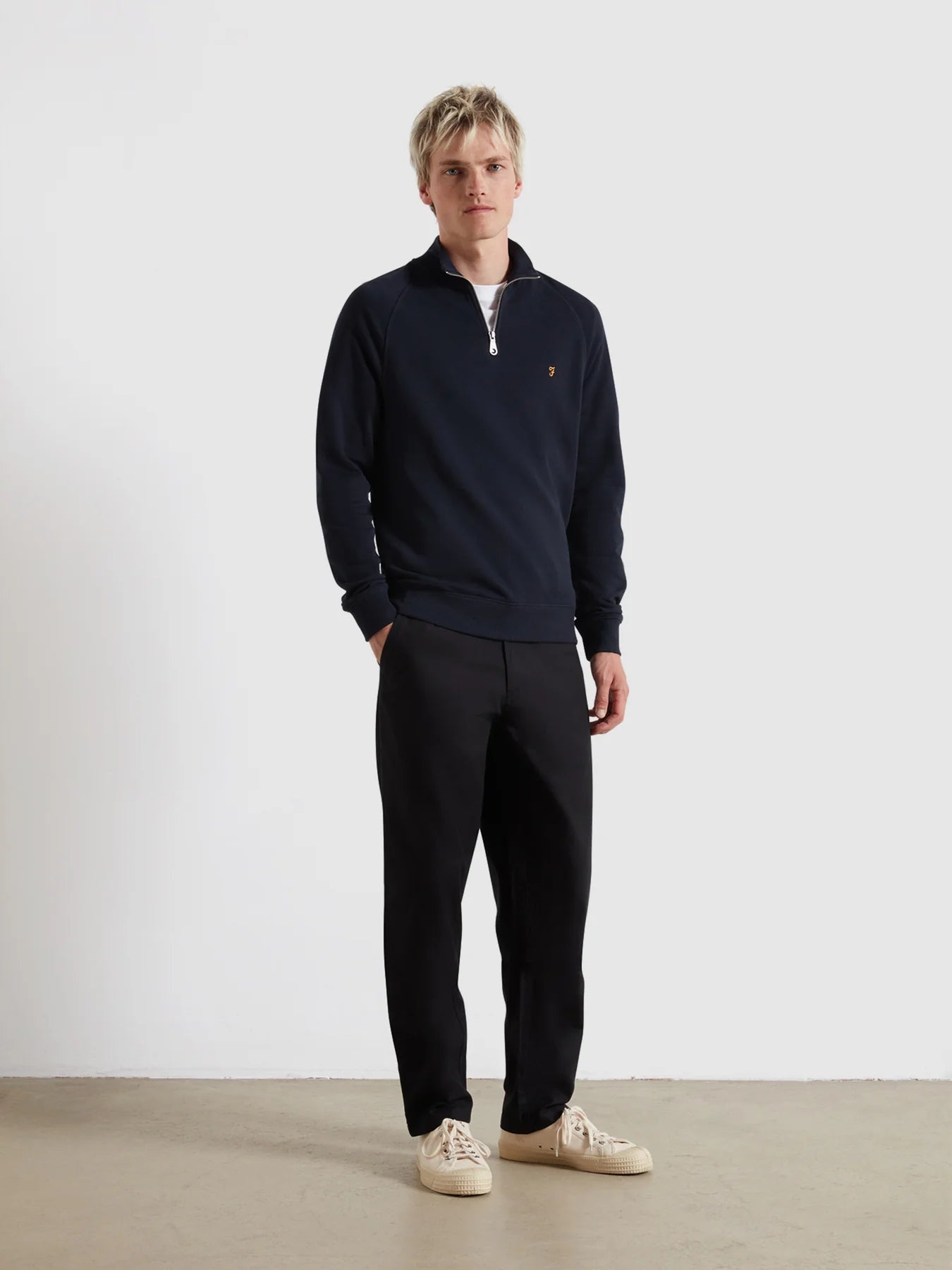 Farah Jim Cotton Quarter Zip Sweatshirt